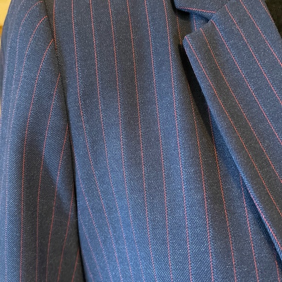 Liz Claiborne Blue with Red Pinstripes Suit Jacket - Fully Lined - Picture 2 of 4